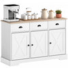 HOMCOM 46.5\" Sideboard Buffet Cabinet with 3 Barn Doors and 3 Drawers White