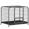 PawHut 43 Inch Heavy Duty Dog Crate, Large Metal Dog Cage with Lockable Wheels and Removable Tray for Small Medium Large Breeds, Puppy Playpen for Indoor Outdoor, Black