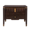 Liam Modern Wave Design Nightstand with 2 Storage Drawers,Dark Brown