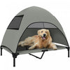 PawHut Outdoor Elevated Dog Bed with Canopy, Cooling Pet Lounger for Large Dogs, Washable Mesh, Steel Frame, Suitable for Camping & Garden, 41.7\" x 29.9\" x 39\", Light Grey