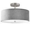 Dainolite Everly 3 Light Semi-flush Mount Satin Chrome Finish Grey Shade Lamp