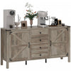 HOMCOM 59\" Farmhouse Sideboard Buffet Cabinet with 2 Barn Doors, Grey