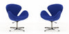 Raspberry Modern Upholstered Swivel Lounge Chair in Blue - Set of 2 Accent Chair