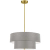 Dainolite Everly 4 Light 2 Tier Pendant Aged Brass Finish Grey Shade Lamp