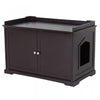 Pawhut 2-in-1 Covered Cat Litter Box Washroom Storage Hideaway Cabinet Bench Home Decor, Brown