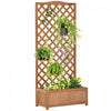 Outsunny 30\" X 14\" X 67\" Raised Garden Bed Wood Planter With Trellis For Vine Climbing, To Grow Vegetables, Herbs, And Flowers For Backyard, Patio, Brown