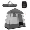 Outsunny Two Room Pop Up Shower Tent W/ Shower Bag, Floor, Carry Bag, Dark Grey