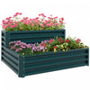 Outsunny 2 Tier Raised Garden Bed Galvanized Steel Planter Box, Green