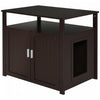 Pawhut Litter Box Enclosure Cat Washroom Kitten House Furniture Nightstand End Table Hideaway Cabinet With Removable/ Adjustable Divider Magnetic Doors Brown