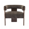 Olivia Velvet Upholstered Accent Armchair with Barrel Back Design and Rubber Wood Frame,Dark Brown Accent Chair
