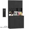 HOMCOM 71\" Pantry Cabinet, Storage Cabinet with Charging Station, Black