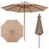 Costway 9 FT Patio Umbrella with Adjustable Height. Rope Pulley Lift. Vented Top for Beach Khaki Tan