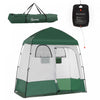 Outsunny Two Room Pop Up Shower Tent W/ Shower Bag, Floor, Carry Bag, Green