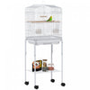 Pawhut 49\" Bird Cage For Finches, Canaries, Budgies, Parrot Cage With Accessories, Wheels, Detachable Stand, Storage, White
