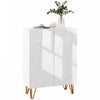 HOMCOM Narrow Shoe Cabinet, High Gloss Shoe Storage Cabinet, White