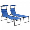 Outsunny 2-piece Folding Chaise Lounge, Reclining Tanning Chairs, Blue