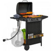 Outsunny 2+1 Burner Propane Gas BBQ Grill, Portable Gas Barbecue Grill with Side Burner, Lid, Side Table, Shelf, Spice Rack, Wheels, Grease Cup, Thermometer for Garden, Black