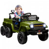 Qaba 12v Electric Powered Ride-On Car For Kids, 4wd/2wd Switchable Ride On Car With Remote Control, Spring Suspension, Back Trailer, Led Light, Music, Soft Start, Horn, For 3-8 Years, Dark Green