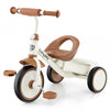 Babyjoy Kids Tricycle Toddler Trike With Adjustable Seat & Storage Basket 3 Wheel Bike Beige