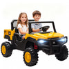 Qaba 24V Caterpillar Licensed Ride on Car, 4WD 2 Seater Electric Ride on Dump Truck with Remote Control, Up to 5 Mph, Dump Bed, Shovel, Electric Car for Kids 3-8 Years