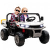 Aosom 2-seater Ride On Car, 12v 7ah Kids Utv, Ride On Dump Truck With Electric Dump Bed And Shovel, Remote Control, 4 Spring Suspension, Music, Lights, For Boys Girls, White