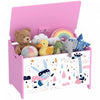 Qaba Kids Storage Chest with Lid, Toy Box with Safety Hinges and Groove Handles for Kids, Toy Storage Organizer for Bedroom, Playroom, Nursery, Super Girl Pattern, Pink