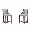 Fifth Avenue Traditional Wood Upholstered Counter Stool in Light Gray - Set of 2