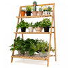Costway 3 Tier Bamboo Flower Pot Shelf Stand Folding Display Rack Garden Yard