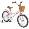 Costway 18\" Kids Bike With Height Adjustable Handlebar Seat Basket Bell Training Wheels Pink