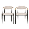 Mila Dining Chair Set Of 2 With Upholstered Fabric And Metal Frame - Beige and Black