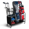 Costway Extra Large Golf Bag Storage Rack For Garage Fits 2 Golf Bags Organizer Withwheels