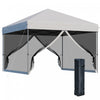 Outsunny 10' X 10' Pop-up Canopy Tent Outdoor Party Tent With Mesh Sidewalls, 3-level Adjustable Height, Roller Bag, Silver