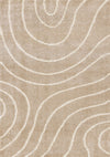 Fairmont Taupe Cream Curved Lines Rug, 5'3\" x 7'7\" Indoor Area Rug