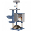 PawHut Modern Cat Tree, 48 Inch Cat Tower for Indoor Kittens with Cozy Condo, Hammock, Top Perch, Sisal Scratching Posts, Toy Ball, Blue and Grey