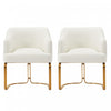 Raya Modern Wood Vegan Leather Dining Chair in Ivory - Set of 2