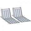 Outsunny 2 Pcs Folding Beach Lounge Chair W/ Pillow, Light Grey