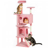PawHut 63\" Cat Tree, Cat Tower for Indoor Cats with Scratching Posts, Cat Condos, Bed, Platforms, Ramp, Toy Ball, Cat Activity Center, Pink