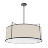 Dainolite Trapezoid 4 Light Pendant Drum Black/Cream Shade White Fabric Diffuser Lamp