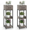 Costway 2 Pack 3 Tier Indoor Tall Plant Stand With Drawer Anti-tipping Devices Display Shelf