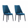 Kara Modern Wood Upholstered Dining Chair in Blue - Set of 2