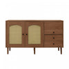 Zona 51.1\" Sideboard Cabinet with Rattan Doors and Adjustable Shelves,Dark Brown Accent Cabinet
