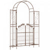 Outsunny 7ft Garden Gate Arbor Wedding Arch With Doors Plant Shelves, Brown