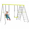Outsunny 4 In 1 Metal Swing Set With Double Swings, Climber, Climbing Net, Heavy Duty Swing Set For Kids, Toddlers, Backyard, Outdoor, Playground, Green