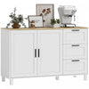 HOMCOM 47\" Buffet Cabinet with Soft-Close Doors, Modern Sideboard, White