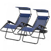 Outsunny 2 Piece Foldable Lounge Chair With Canopy Shade, Blue
