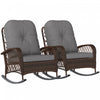 Outsunny 2 Pcs Rattan Rocking Chair With Soft Cushion For Garden, Grey