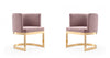 Aura Modern Velvet Metal Dining Chair in Blush - Set of 2
