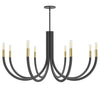 Dainolite Wand 8 Light Chandelier Matte Black/Aged Brass Lamp