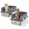 PawHut 2 Pack XL Stainless Steel Litter Box, Extra Large Metal Cat Litter Box High Sided for Big and Multiple Cats, Semi-Enclosed with Scoops, Anti-Urine Leakage