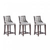 Fifth Avenue Traditional Wood Upholstered Counter Stool in Light Gray - Set of 3